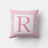 Coussin Monogrammes Rose Points Blancs Cadeau Tendance Fém (Verso)