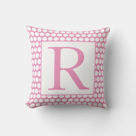 Coussin Monogrammes Rose Points Blancs Cadeau Tendance Fém (Recto)