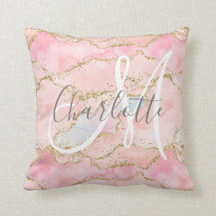 Coussin Monographie de la parties scintillant en or rose