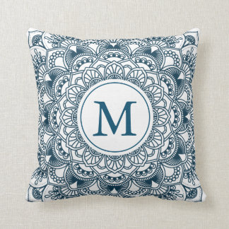 Coussin Monographie de mandala bleu Navi