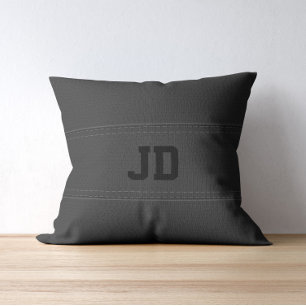 Coussin Monographie noire en cuir