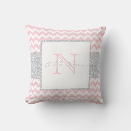 Coussin monographique Chevron Gray Pink Baby Girl (Recto)