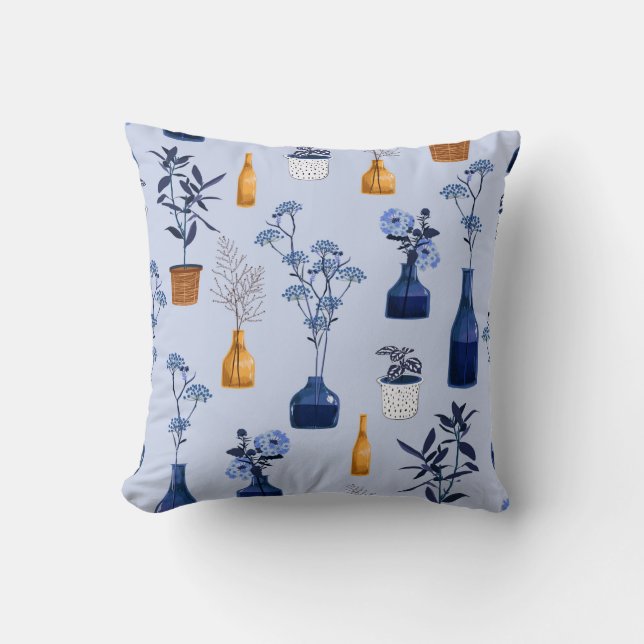 Coussin Monotone de fleurs modernes et vase, pot avec bot (Recto)