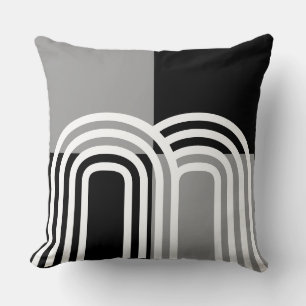 Coussin Monotone moderne noir blanc Motif initial