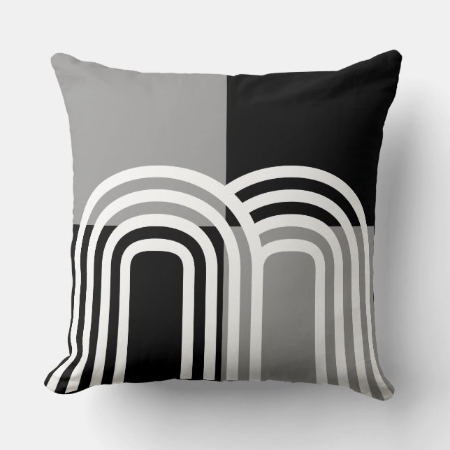 Coussin Monotone moderne noir blanc Motif initial (Recto)