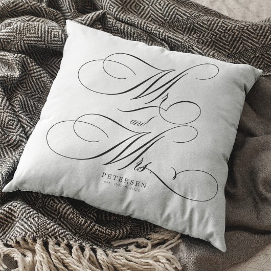Coussin Monsieur et Madame calligraphie script personnalis