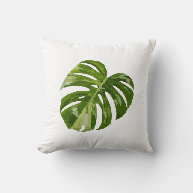 Coussin Monstera Albo Leaf — Botanical Home Decor (Recto)