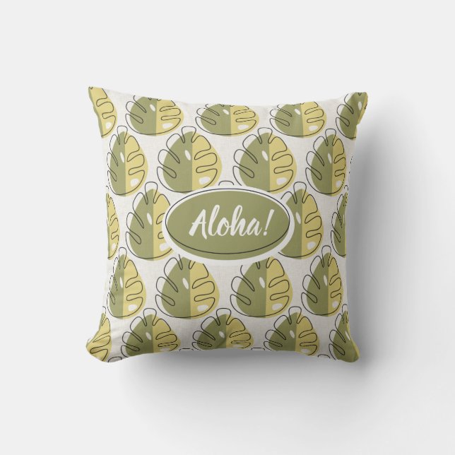 Coussin Monstera Leaves - Green (Recto)