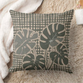 Coussin Monstera Moss Green Premium Throw Pillow (Couverture)