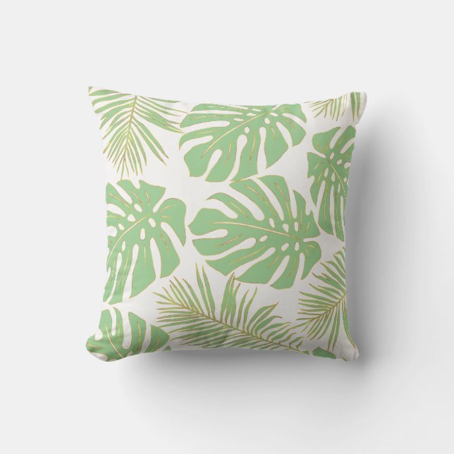 Coussin Monstère tropicale verte Sage feuille motif (Recto)