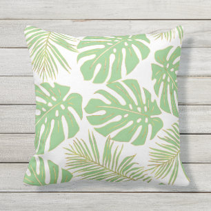 Coussin Monstère tropicale verte Sage feuille motif