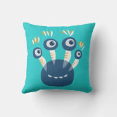 Coussin Monstre bleu mignon de bande dessinée avec quatre (Verso)
