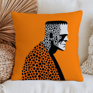 Coussin Monstre de Frankenstein à pois orange Halloween