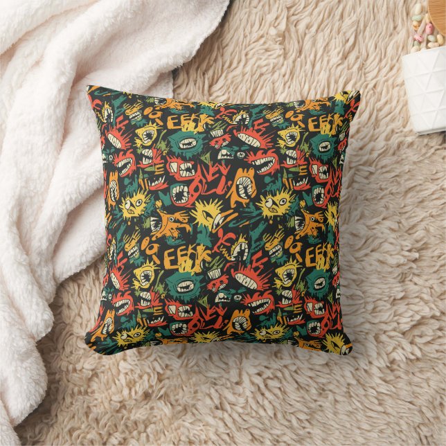 Coussin Monstre de Graffiti Eek Noir Halloween (1) (Couverture)
