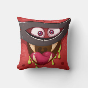Coussin Monstre Rouge Masqué Fou