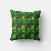 Coussin Monstres de dessin vert convivial (Recto)