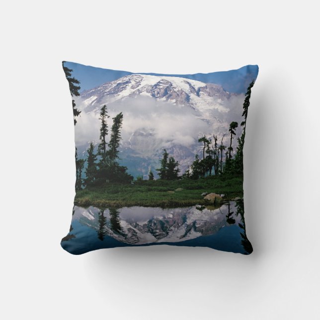 Coussin Mont Rainier reflété dans un lac de montagne (Recto)