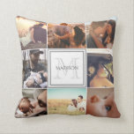Coussin Montage photo personnalisé<br><div class="desc">Mosaïque photo personnalisée et monogramme</div>