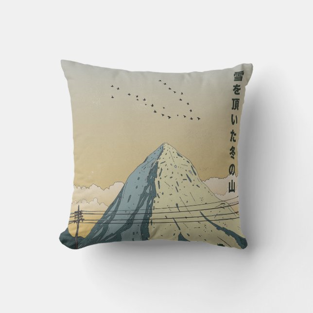 Coussin Montagne hivernale enneigée (Recto)