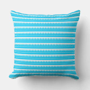 Coussin Montagnes Aztec - bleu ciel sur blanc