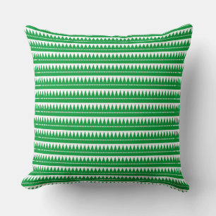 Coussin Montagnes Aztec - Vert d'herbe sur blanc