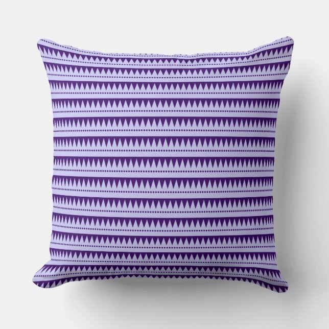 Coussin Montagnes Aztèques - Bleu Poudre sur violet profon (Recto)