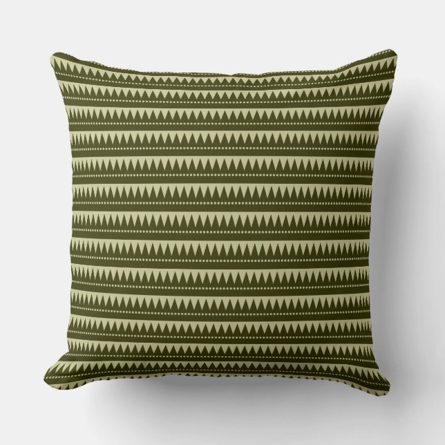 Coussin Montagnes Aztèques - Dk Olive sur Lt Khaki (Recto)