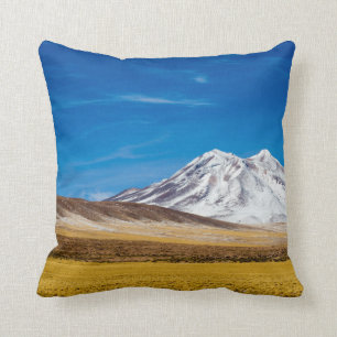 Coussin Montagnes couronnées de neige et prairie de Puna