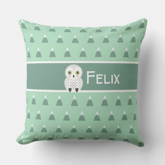 Coussin Montagnes et hibou scandinaves modernes (Recto)