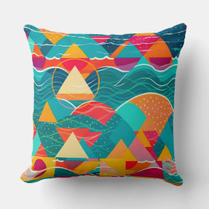 Coussin Montagnes et rivière abstraites