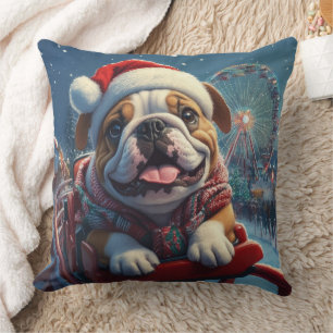 Coussin Montagnes Russes Bulldog Noël