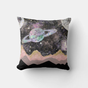 Coussin Montagnes Spatiales Ciel Étoilé Galaxie Planètes