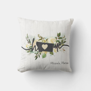 Coussin Montana État Personnalisé Votre Ville Maison Rusti