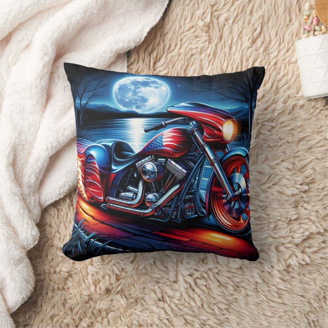 Coussin Montée sur la Lune avec vélo orné de drapeau (Couverture)