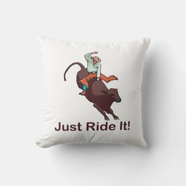 Coussin Montez-juste le cowboy et Taureau (Recto)