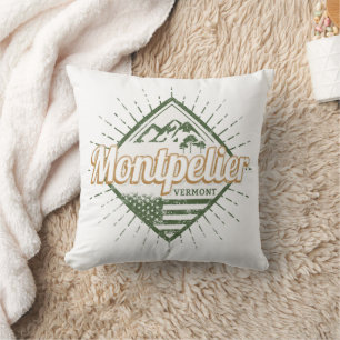 Coussin Montpelier Vermont City États-Unis Vintage USA