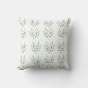 Coussin Montre botanique à feuilles d'eucalyptus vert ment