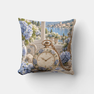 Coussin Montre de poche Hydrangea bleue Porcelaine Vent cô