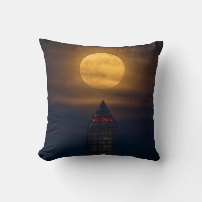 Coussin Monument de la super lune sur Washington (Recto)