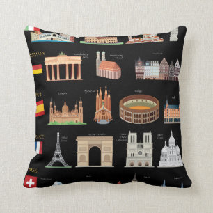 Coussin Monuments européens célèbres