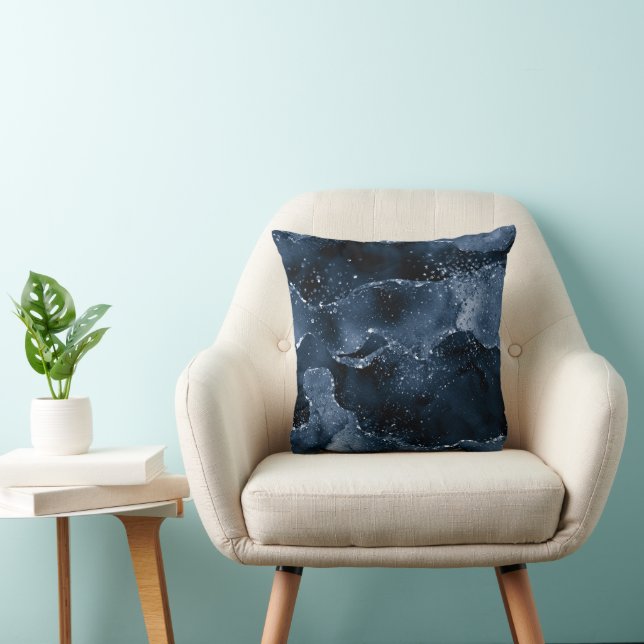 Coussin Moody Agate | Marine Denim Steel Blue Faux Parties (Chaise)