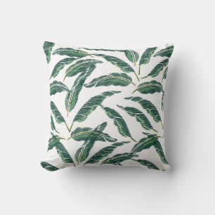 Coussin Moody Banana feuilles blanc