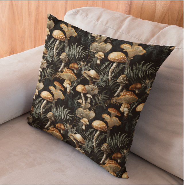 Coussin Moody Dark Mushroom Forest Goblincore (Créateur téléchargé)