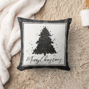 Coussin Moody Joyeux Noël   Arbre à charbon argenté Onyx