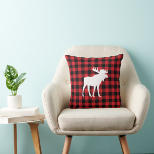 Coussin Moose Buffalo Vérifier l'Oreiller sauvage Cabine J
