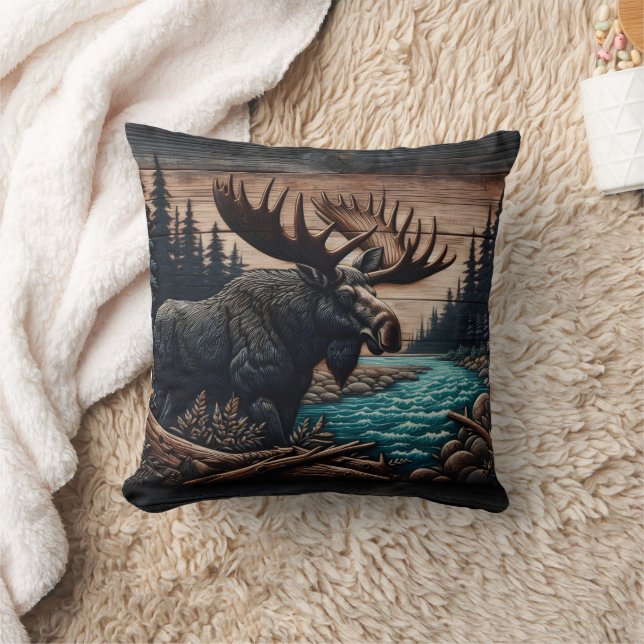 Coussin Moose majestueuse par Serene Forest River (Couverture)
