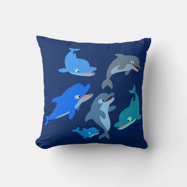 Coussin Morceau de dauphins de caricatures mignonnes (Recto)