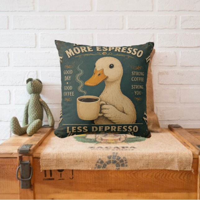 Coussin More Espresso Less Depresso Coffee Lover (Créateur téléchargé)