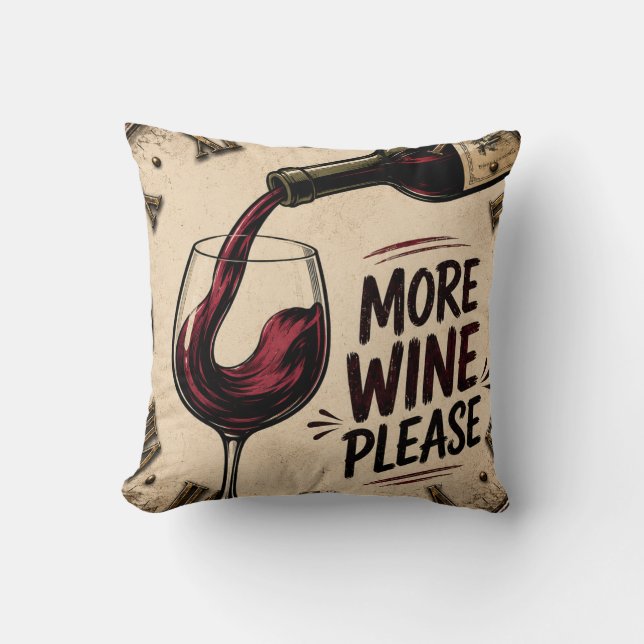 Coussin More Wine Please Rustic Home Bar (Recto)