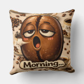 Coussin Morning, sleepy coffee bean funny relatable coffee (Verso)